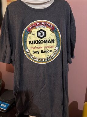 Kikkoman Soy Sauce Logo T-Shirt - Charcoal  NWOT Size XL
